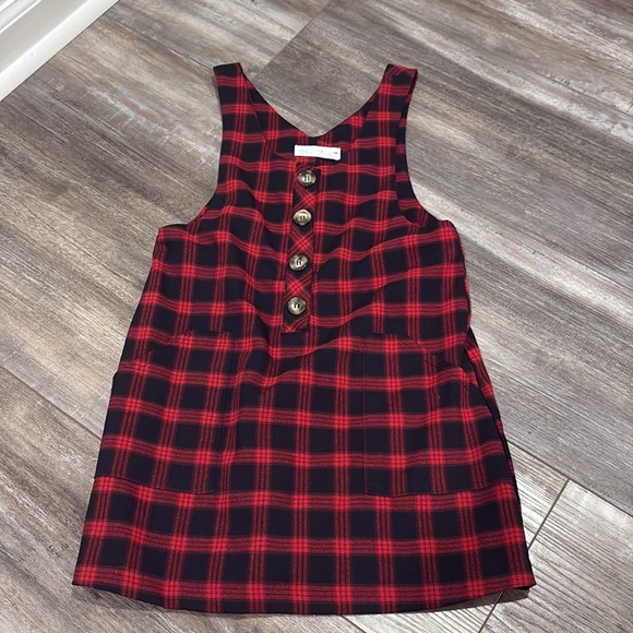 Zara Red Plaid Girls Jumper size 8 - Picture 2 of 6